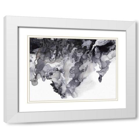Black Drip White Modern Wood Framed Art Print with Double Matting by PI Studio