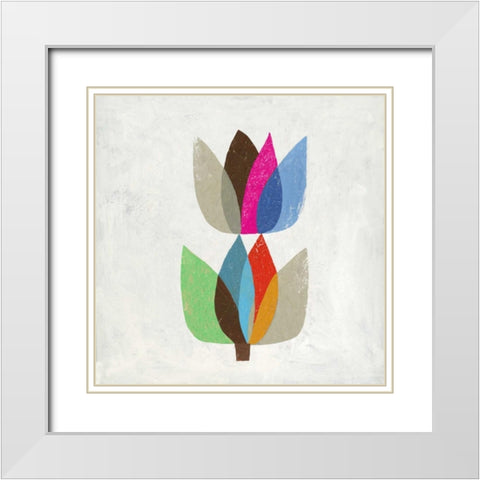 Tulip II White Modern Wood Framed Art Print with Double Matting by PI Studio