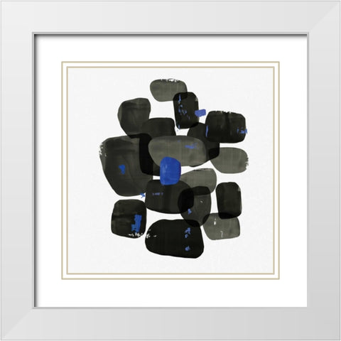 Black Shapes White Modern Wood Framed Art Print with Double Matting by PI Studio