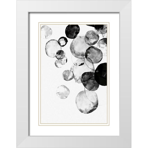 Black Rings II White Modern Wood Framed Art Print with Double Matting by PI Studio