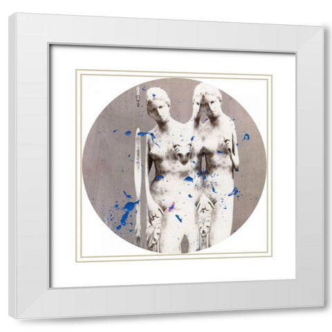 Self Divided I White Modern Wood Framed Art Print with Double Matting by PI Studio