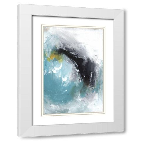 Aquamarine I White Modern Wood Framed Art Print with Double Matting by PI Studio