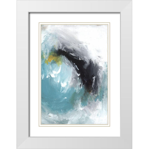 Aquamarine I White Modern Wood Framed Art Print with Double Matting by PI Studio