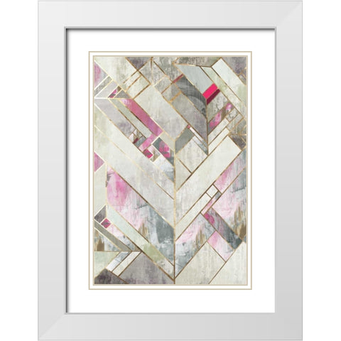 Blush Deco II White Modern Wood Framed Art Print with Double Matting by PI Studio