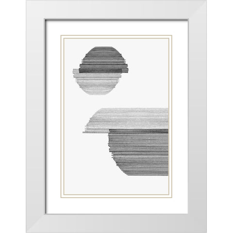 Gray on Gray I White Modern Wood Framed Art Print with Double Matting by PI Studio
