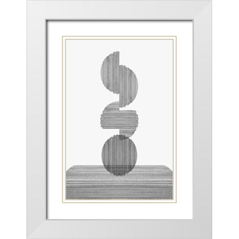 Gray on Gray III White Modern Wood Framed Art Print with Double Matting by PI Studio