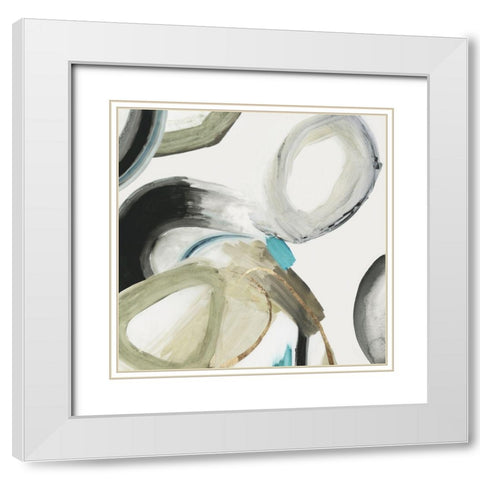 Rings and Lines I White Modern Wood Framed Art Print with Double Matting by PI Studio