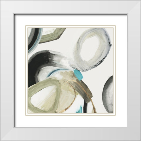 Rings and Lines I White Modern Wood Framed Art Print with Double Matting by PI Studio