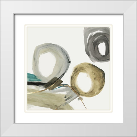 Rings and Lines II White Modern Wood Framed Art Print with Double Matting by PI Studio