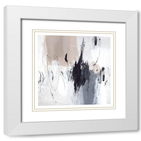 Scribble I White Modern Wood Framed Art Print with Double Matting by PI Studio