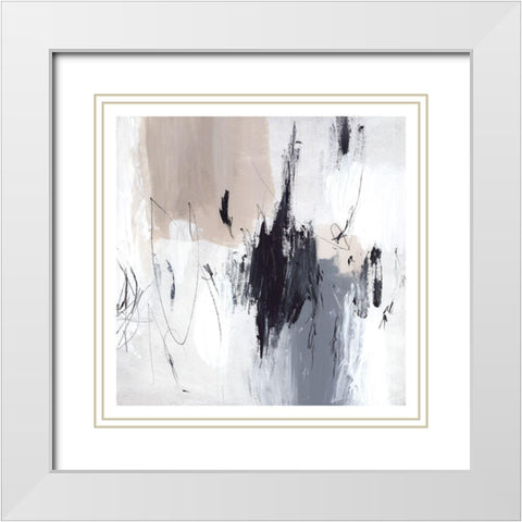 Scribble I White Modern Wood Framed Art Print with Double Matting by PI Studio