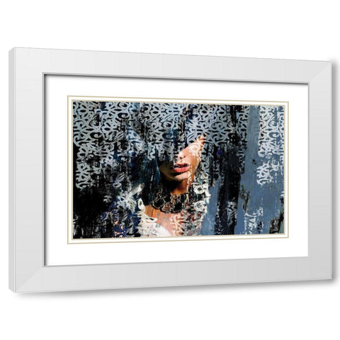 Lace Face  White Modern Wood Framed Art Print with Double Matting by PI Studio