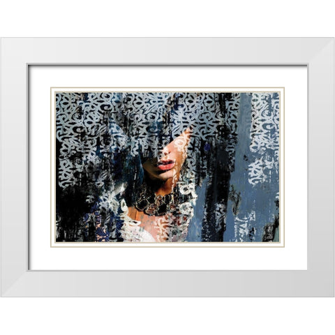 Lace Face  White Modern Wood Framed Art Print with Double Matting by PI Studio