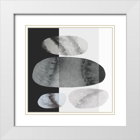 Stone Age I White Modern Wood Framed Art Print with Double Matting by PI Studio