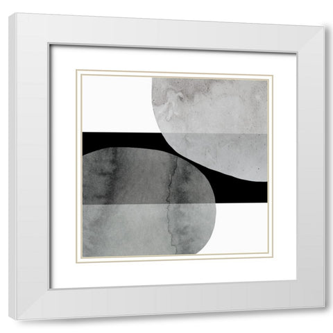 Stone Age III White Modern Wood Framed Art Print with Double Matting by PI Studio