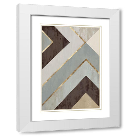Golden Lines II White Modern Wood Framed Art Print with Double Matting by PI Studio