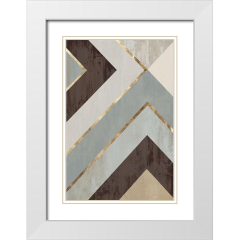 Golden Lines II White Modern Wood Framed Art Print with Double Matting by PI Studio