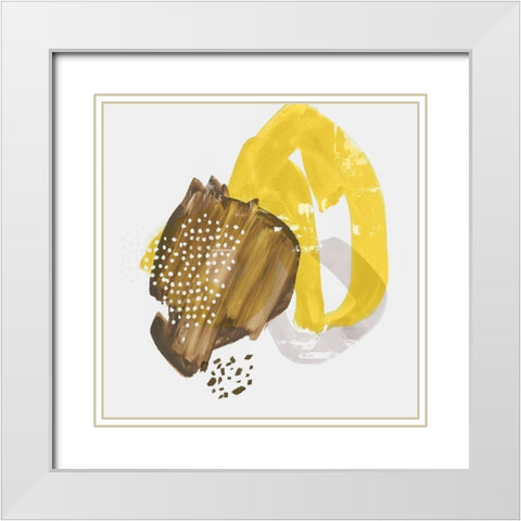 Painted Yellow I White Modern Wood Framed Art Print with Double Matting by PI Studio