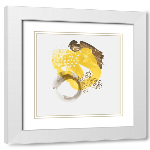 Painted Yellow II White Modern Wood Framed Art Print with Double Matting by PI Studio