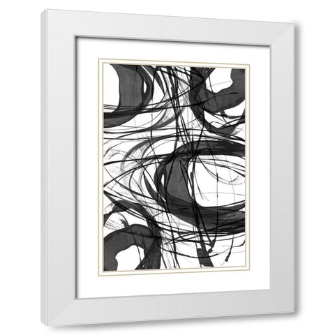 Swirling I White Modern Wood Framed Art Print with Double Matting by PI Studio