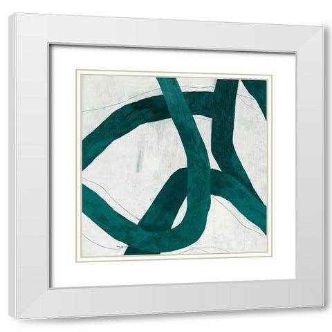 Green Bow I White Modern Wood Framed Art Print with Double Matting by PI Studio
