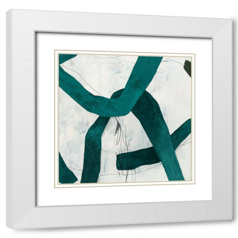 Green Bow II White Modern Wood Framed Art Print with Double Matting by PI Studio