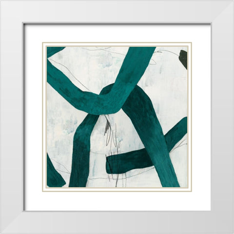 Green Bow II White Modern Wood Framed Art Print with Double Matting by PI Studio