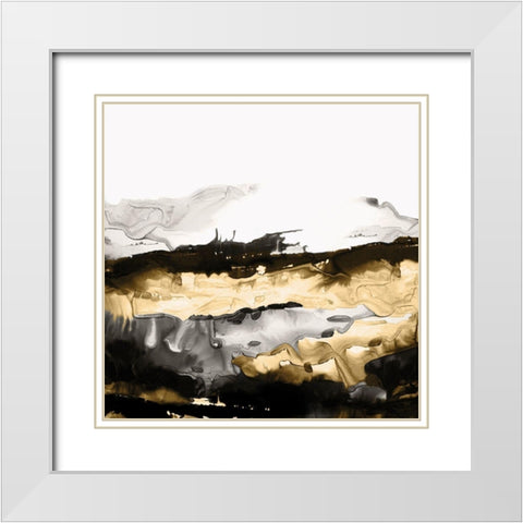 Drizzle I  White Modern Wood Framed Art Print with Double Matting by PI Studio