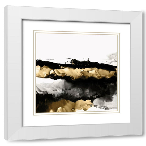 Drizzle II   White Modern Wood Framed Art Print with Double Matting by PI Studio