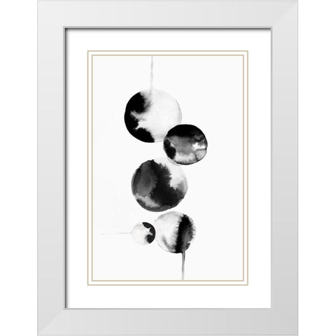 Dripping Bubbles I  White Modern Wood Framed Art Print with Double Matting by PI Studio