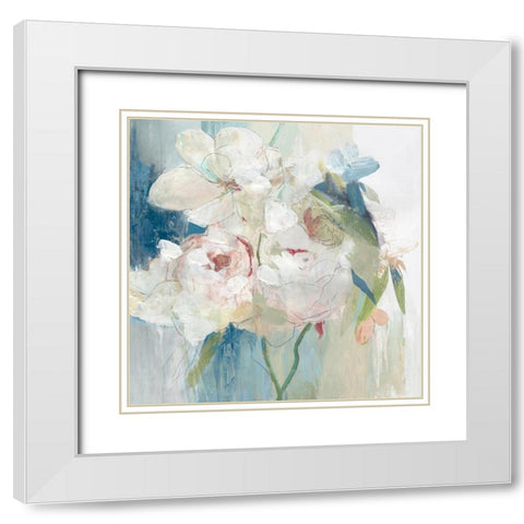 Blissful Peony I  White Modern Wood Framed Art Print with Double Matting by PI Studio