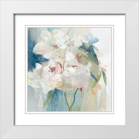 Blissful Peony I  White Modern Wood Framed Art Print with Double Matting by PI Studio