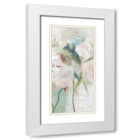 Blissful Peony II  White Modern Wood Framed Art Print with Double Matting by PI Studio