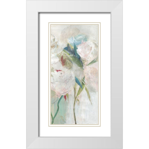 Blissful Peony II  White Modern Wood Framed Art Print with Double Matting by PI Studio