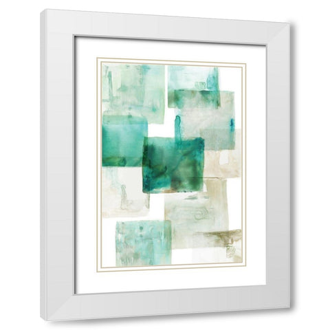 Aperture I Green Version White Modern Wood Framed Art Print with Double Matting by PI Studio