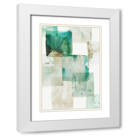 Aperture II Green Version White Modern Wood Framed Art Print with Double Matting by PI Studio