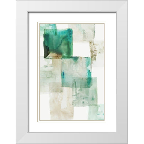 Aperture II Green Version White Modern Wood Framed Art Print with Double Matting by PI Studio