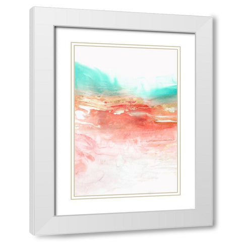 Earth Neon I White Modern Wood Framed Art Print with Double Matting by PI Studio