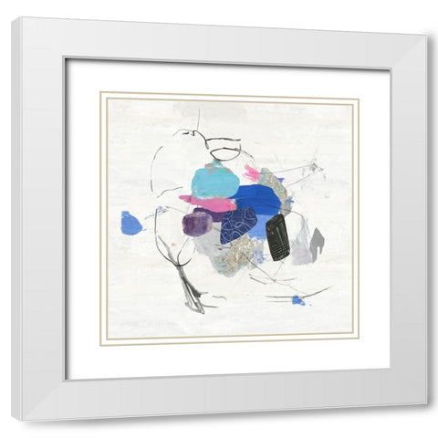 Shimmering Harmony White Modern Wood Framed Art Print with Double Matting by PI Studio