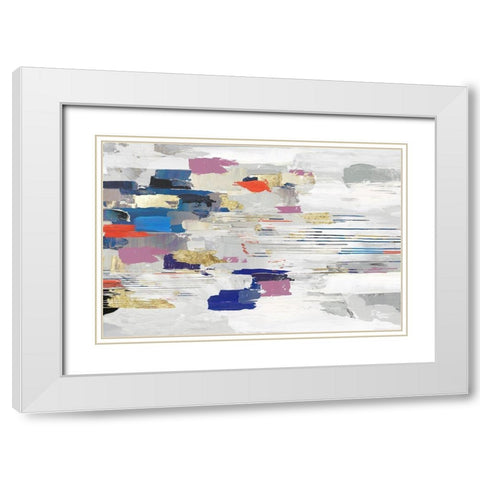 Kinetic Colors I White Modern Wood Framed Art Print with Double Matting by PI Studio