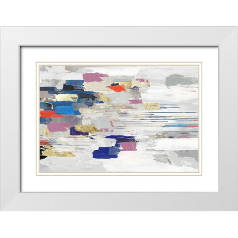 Kinetic Colors I White Modern Wood Framed Art Print with Double Matting by PI Studio