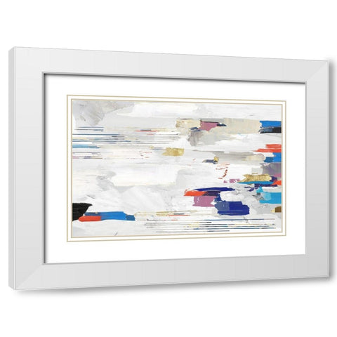 Kinetic Colors II White Modern Wood Framed Art Print with Double Matting by PI Studio