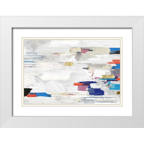 Kinetic Colors II White Modern Wood Framed Art Print with Double Matting by PI Studio