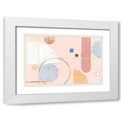 Delicate Structure White Modern Wood Framed Art Print with Double Matting by PI Studio