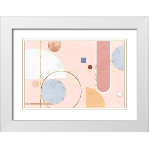 Delicate Structure White Modern Wood Framed Art Print with Double Matting by PI Studio