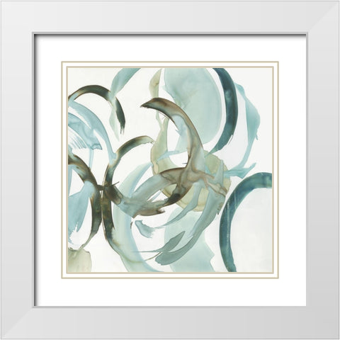 Hypnotic Curves I White Modern Wood Framed Art Print with Double Matting by PI Studio