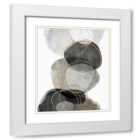 Conglomerate I White Modern Wood Framed Art Print with Double Matting by PI Studio