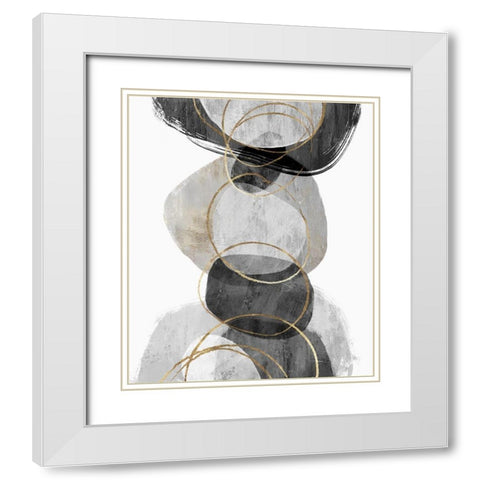 Conglomerate II White Modern Wood Framed Art Print with Double Matting by PI Studio