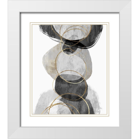 Conglomerate II White Modern Wood Framed Art Print with Double Matting by PI Studio