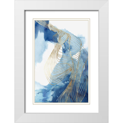 Celestial Blue II   White Modern Wood Framed Art Print with Double Matting by PI Studio